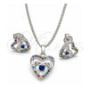 White Gold Filled Earring and Pendant Adult Set, Heart Design, with White and Multicolor Cubic Zirconia, Polished, Rhodium Finish, 10.233.0032.4
