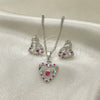 Rhodium Gold Filled Earring and Pendant Adult Set, Heart Design, with Ruby and White Cubic Zirconia, Polished, Rhodium Finish, 10.233.0032.6