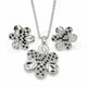 Oro Laminado Earring and Pendant Adult Set, Gold Filled Style Flower Design, with Black and White Cubic Zirconia, Polished, Rhodium Finish, 10.233.0033.5