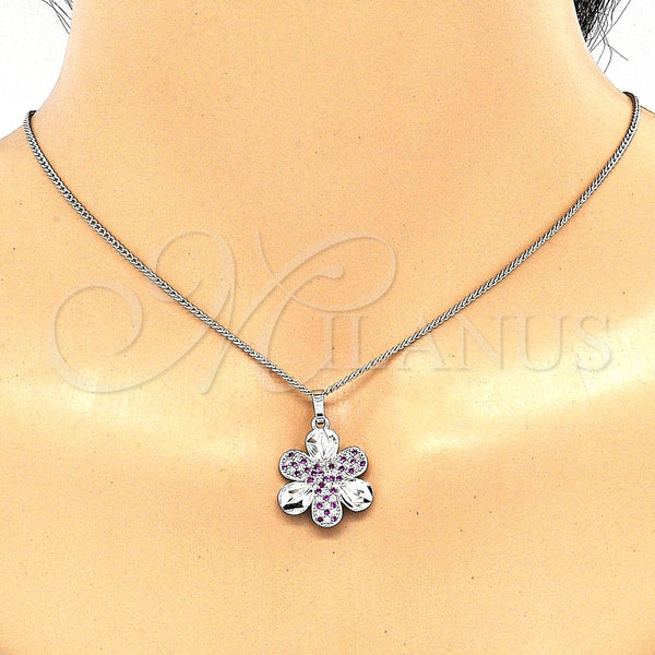White Gold Filled Ring — Earring and Pendant Adult Set Flower Design with — alternate product view — SKU 131375 | Oro Laminado Blanco anillo — Earring and Pendant Adult Set flor diseño with — SKU 131375