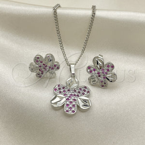 White Gold Filled Ring — Earring and Pendant Adult Set Flower Design with — main product view — SKU 131375 | Oro Laminado Blanco anillo — Earring and Pendant Adult Set flor diseño with — SKU 131375