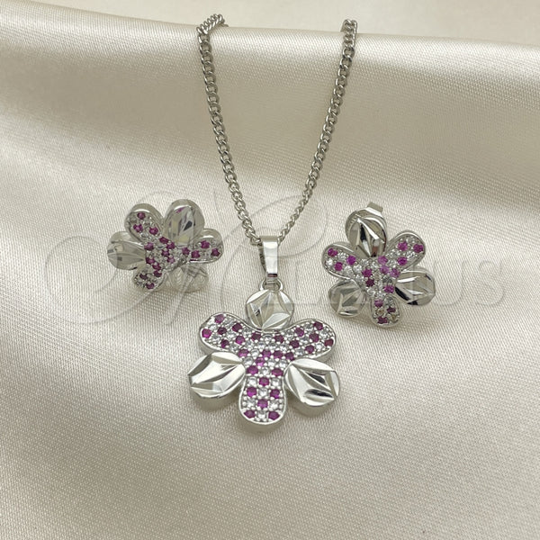 White Gold Filled Ring — Earring and Pendant Adult Set Flower Design with — main product view — SKU 131375 | Oro Laminado Blanco anillo — Earring and Pendant Adult Set flor diseño with — SKU 131375