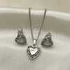 Rhodium Gold Filled Earring and Pendant Adult Set, Heart Design, with Multicolor Cubic Zirconia, Polished, Rhodium Finish, 10.233.0034.3