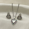 Rhodium Gold Filled Earring and Pendant Adult Set, Heart Design, with Multicolor Cubic Zirconia, Polished, Rhodium Finish, 10.233.0034.3