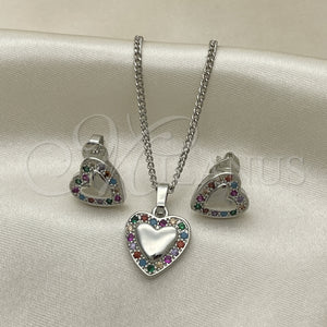 White Gold Filled Ring — Earring and Pendant Adult Set Heart Design with — main product view — SKU 131379 | Oro Laminado Blanco anillo — Earring and Pendant Adult Set corazón diseño with — SKU 131379