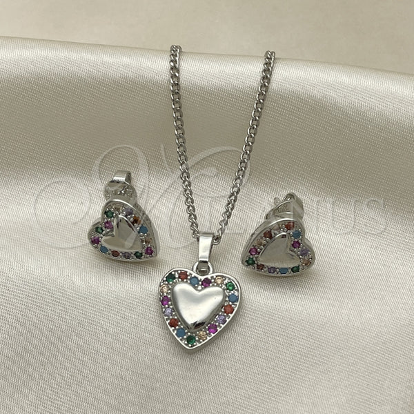 White Gold Filled Ring — Earring and Pendant Adult Set Heart Design with — main product view — SKU 131379 | Oro Laminado Blanco anillo — Earring and Pendant Adult Set corazón diseño with — SKU 131379