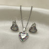 Rhodium Gold Filled Earring and Pendant Adult Set, Heart Design, with Multicolor Cubic Zirconia, Polished, Rhodium Finish, 10.233.0034.3