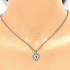 Rhodium Gold Filled Earring and Pendant Adult Set, Heart Design, with Black Cubic Zirconia, Polished, Rhodium Finish, 10.233.0034.4