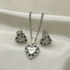 Rhodium Gold Filled Earring and Pendant Adult Set, Heart Design, with Black Cubic Zirconia, Polished, Rhodium Finish, 10.233.0034.4