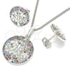 Oro Laminado Earring and Pendant Adult Set, Gold Filled Style Tree Design, with Multicolor Cubic Zirconia, Polished, Rhodium Finish, 10.233.0035.4
