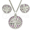 Rhodium Gold Filled Earring and Pendant Adult Set, Tree Design, with Ruby and White Cubic Zirconia, Polished, Rhodium Finish, 10.233.0035.5