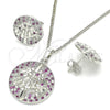 Rhodium Gold Filled Earring and Pendant Adult Set, Tree Design, with Ruby and White Cubic Zirconia, Polished, Rhodium Finish, 10.233.0035.5
