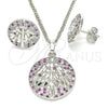 Rhodium Gold Filled Earring and Pendant Adult Set, Tree Design, with Ruby and White Cubic Zirconia, Polished, Rhodium Finish, 10.233.0035.5