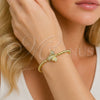 Oro Laminado Fancy Bracelet, Gold Filled Style Expandable Bead and Bee Design, with White Cubic Zirconia, Polished, Golden Finish, 03.299.0025.07 (04 MM Thickness, 7 Inches Length)