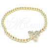 Oro Laminado Fancy Bracelet, Gold Filled Style Expandable Bead and Bee Design, with White Cubic Zirconia, Polished, Golden Finish, 03.299.0025.07 (04 MM Thickness, 7 Inches Length)