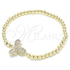 Oro Laminado Fancy Bracelet, Gold Filled Style Expandable Bead and Bee Design, with White Cubic Zirconia, Polished, Golden Finish, 03.299.0025.07 (04 MM Thickness, 7 Inches Length)