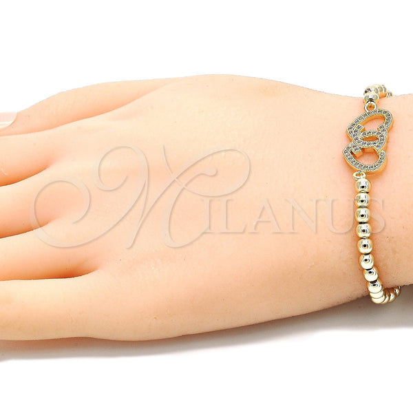 Gold Filled Bracelet — Fancy Bracelet Expandable Bead and Heart Design with — alternate product view — SKU 131391 | Oro Laminado brazalete — elegante Bracelet Expandable Bead and corazón diseño with — SKU 131391