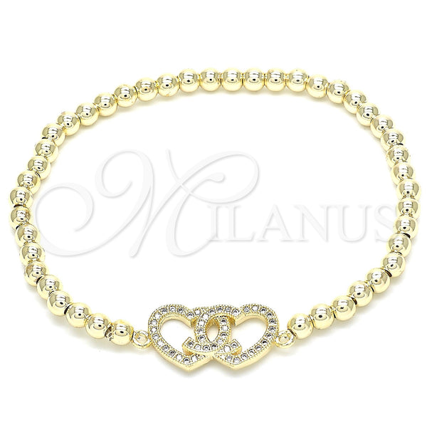 Gold Filled Bracelet — Fancy Bracelet Expandable Bead and Heart Design with — main product view — SKU 131391 | Oro Laminado brazalete — elegante Bracelet Expandable Bead and corazón diseño with — SKU 131391