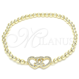 Gold Filled Bracelet — Fancy Bracelet Expandable Bead and Heart Design with — main product view — SKU 131391 | Oro Laminado brazalete — elegante Bracelet Expandable Bead and corazón diseño with — SKU 131391