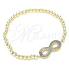 Oro Laminado Fancy Bracelet, Gold Filled Style Expandable Bead and Infinite Design, with Multicolor Cubic Zirconia, Polished, Golden Finish, 03.299.0029.07 (04 MM Thickness, 7 Inches Length)