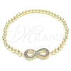 Oro Laminado Fancy Bracelet, Gold Filled Style Expandable Bead and Infinite Design, with Multicolor Cubic Zirconia, Polished, Golden Finish, 03.299.0029.07 (04 MM Thickness, 7 Inches Length)