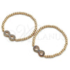 Oro Laminado Fancy Bracelet, Gold Filled Style Expandable Bead and Infinite Design, with Multicolor Cubic Zirconia, Polished, Golden Finish, 03.299.0029.07 (04 MM Thickness, 7 Inches Length)
