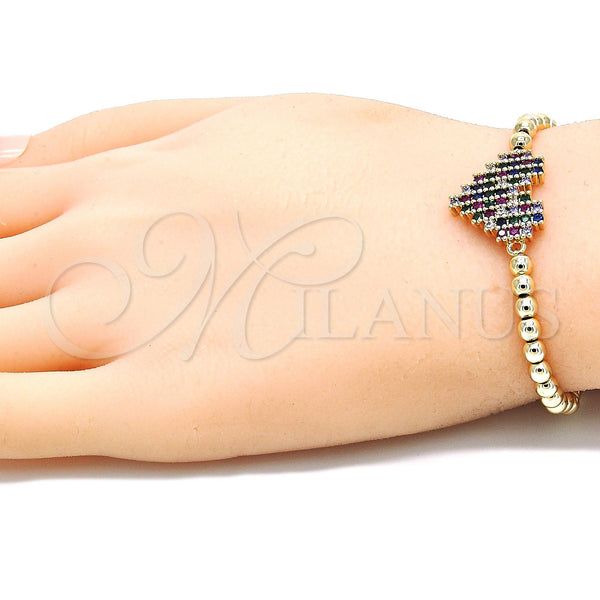 Gold Filled Bracelet — Fancy Bracelet Expandable Bead and Heart Design with — alternate product view — SKU 131393 | Oro Laminado brazalete — elegante Bracelet Expandable Bead and corazón diseño with — SKU 131393