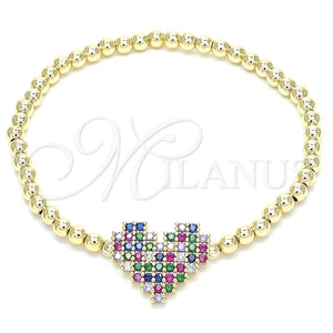 Gold Filled Bracelet — Fancy Bracelet Expandable Bead and Heart Design with — main product view — SKU 131393 | Oro Laminado brazalete — elegante Bracelet Expandable Bead and corazón diseño with — SKU 131393