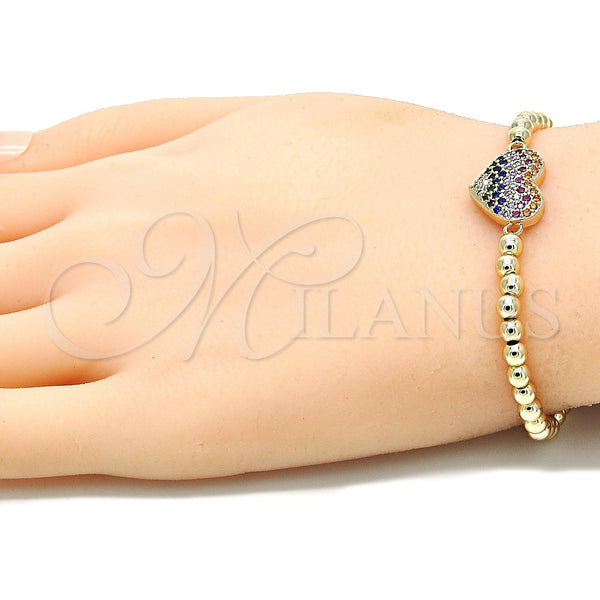Gold Filled Bracelet — Fancy Bracelet Expandable Bead and Heart Design with — alternate product view — SKU 131394 | Oro Laminado brazalete — elegante Bracelet Expandable Bead and corazón diseño with — SKU 131394