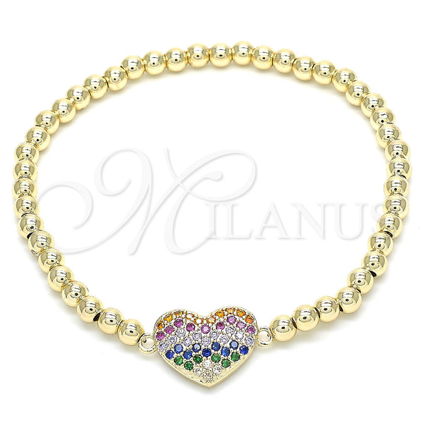 Gold Filled Bracelet — Fancy Bracelet Expandable Bead and Heart Design with — main product view — SKU 131394 | Oro Laminado brazalete — elegante Bracelet Expandable Bead and corazón diseño with — SKU 131394