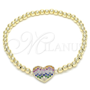 Gold Filled Bracelet — Fancy Bracelet Expandable Bead and Heart Design with — main product view — SKU 131394 | Oro Laminado brazalete — elegante Bracelet Expandable Bead and corazón diseño with — SKU 131394
