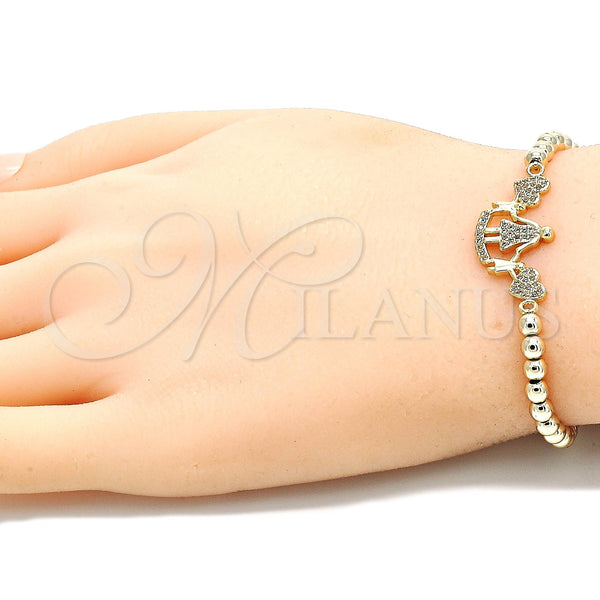 Gold Filled Bracelet — Fancy Bracelet Expandable Bead and Heart Design with — alternate product view — SKU 131395 | Oro Laminado brazalete — elegante Bracelet Expandable Bead and corazón diseño with — SKU 131395
