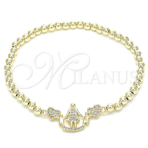Gold Filled Bracelet — Fancy Bracelet Expandable Bead and Heart Design with — main product view — SKU 131395 | Oro Laminado brazalete — elegante Bracelet Expandable Bead and corazón diseño with — SKU 131395