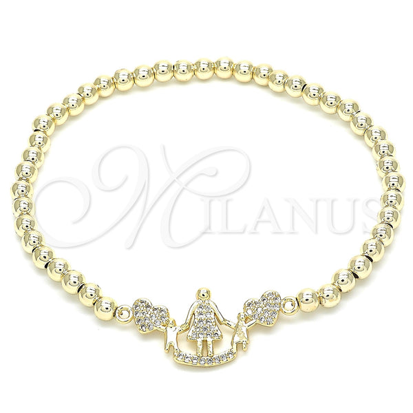 Gold Filled Bracelet — Fancy Bracelet Expandable Bead and Heart Design with — main product view — SKU 131395 | Oro Laminado brazalete — elegante Bracelet Expandable Bead and corazón diseño with — SKU 131395