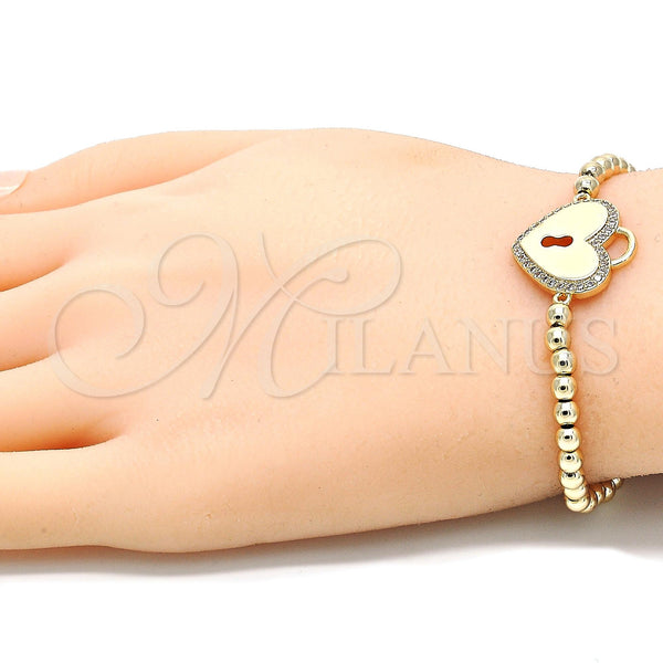 Gold Filled Bracelet — Fancy Bracelet Expandable Bead and Lock Design with — alternate product view — SKU 131397 | Oro Laminado brazalete — elegante Bracelet Expandable Bead and Lock diseño with — SKU 131397