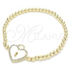Oro Laminado Fancy Bracelet, Gold Filled Style Expandable Bead and Lock Design, with White Cubic Zirconia, Polished, Golden Finish, 03.299.0034.07 (04 MM Thickness, 7 Inches Length)