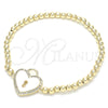 Oro Laminado Fancy Bracelet, Gold Filled Style Expandable Bead and Lock Design, with White Cubic Zirconia, Polished, Golden Finish, 03.299.0034.07 (04 MM Thickness, 7 Inches Length)