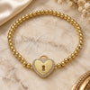 Oro Laminado Fancy Bracelet, Gold Filled Style Expandable Bead and Lock Design, with White Cubic Zirconia, Polished, Golden Finish, 03.299.0034.07 (04 MM Thickness, 7 Inches Length)