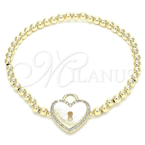 Gold Filled Bracelet — Fancy Bracelet Expandable Bead and Lock Design with — main product view — SKU 131397 | Oro Laminado brazalete — elegante Bracelet Expandable Bead and Lock diseño with — SKU 131397