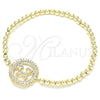 Oro Laminado Fancy Bracelet, Gold Filled Style Expandable Bead and Little Boy Design, with White Cubic Zirconia, Polished, Golden Finish, 03.299.0036.07 (04 MM Thickness, 7 Inches Length)