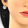 Oro Laminado Earring and Pendant Adult Set, Gold Filled Style with Black and White Cubic Zirconia, Polished, Golden Finish, 10.233.0036.1