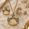 Oro Laminado Earring and Pendant Adult Set, Gold Filled Style with Black and White Cubic Zirconia, Polished, Golden Finish, 10.233.0036.1