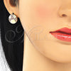 Oro Laminado Earring and Pendant Adult Set, Gold Filled Style with Ruby and White Cubic Zirconia, Polished, Golden Finish, 10.233.0036.2