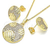 Oro Laminado Earring and Pendant Adult Set, Gold Filled Style with White Cubic Zirconia, Polished, Golden Finish, 10.233.0036.3