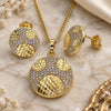 Oro Laminado Earring and Pendant Adult Set, Gold Filled Style with White Cubic Zirconia, Polished, Golden Finish, 10.233.0036.3