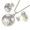 Oro Laminado Earring and Pendant Adult Set, Gold Filled Style with Multicolor Cubic Zirconia, Polished, Rhodium Finish, 10.233.0036.4