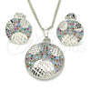 Rhodium Gold Filled Earring and Pendant Adult Set, with Multicolor Cubic Zirconia, Polished, Rhodium Finish, 10.233.0036.4