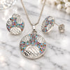 White Gold Filled Earring and Pendant Adult Set, with Multicolor Cubic Zirconia, Polished, Rhodium Finish, 10.233.0036.4