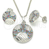 Rhodium Gold Filled Earring and Pendant Adult Set, with Multicolor Cubic Zirconia, Polished, Rhodium Finish, 10.233.0036.4