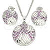 Rhodium Gold Filled Earring and Pendant Adult Set, with Ruby and White Cubic Zirconia, Polished, Rhodium Finish, 10.233.0036.6